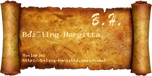Báling Hargitta névjegykártya